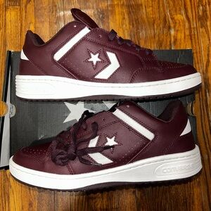 Converse Men's Leather WEAPON OX Sneakers Shoes Bloodstone/White Size 10.5